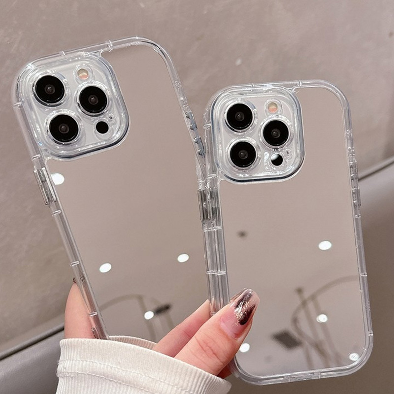 Clear Shockproof Bumper Case - Transparante Acryl Make-up Spiegelhoes voor iPhone